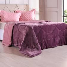 Edredom De Plush Bicolor Liso King Dupla Face Toque Flannel Purpura - Bene Casa